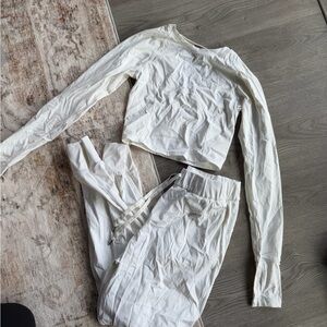 White Long Sleeve Top and Pants Set